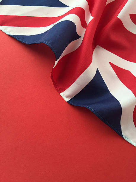 Drapeau britannique sur rouge avec espace de copie - Photo