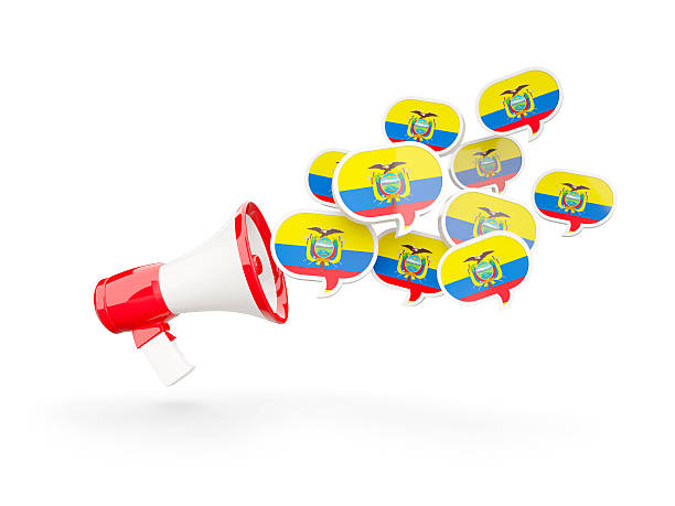 istock Megaphone with flag of ecuador 588380402