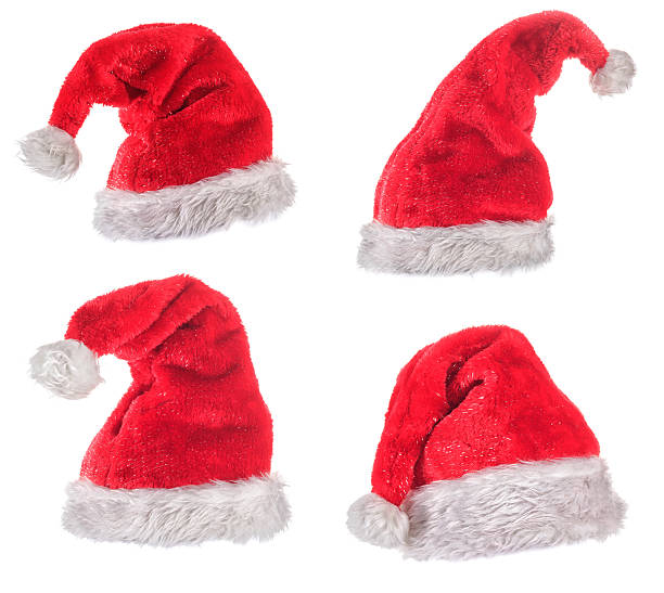 istock Four Christmas hats. Santa Hat (on white) 588385362