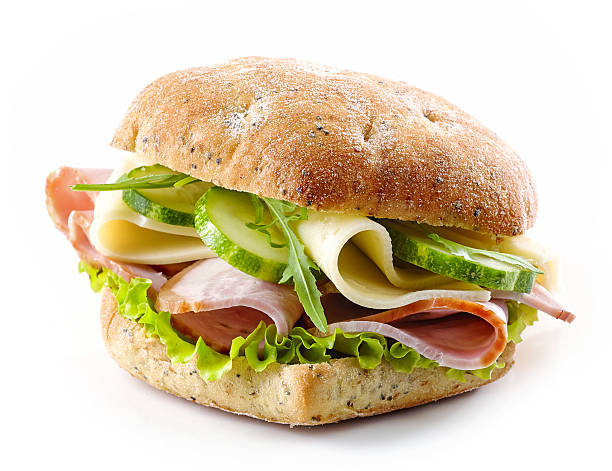 istock sandwich with bacon, cheese and cucumber 588386266