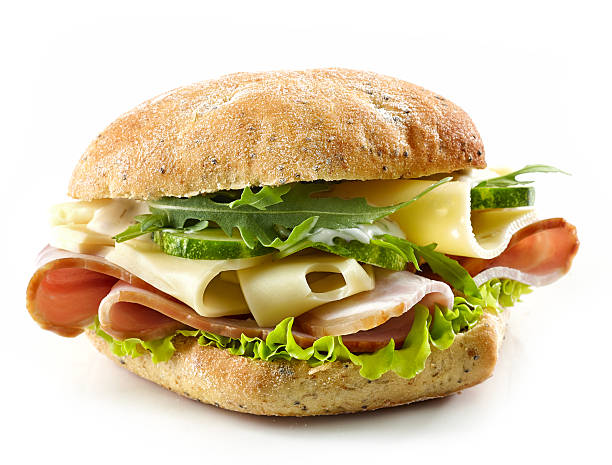 istock sandwich with bacon, cheese and cucumber 588386298
