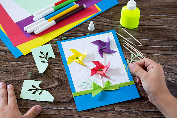 istock Greeting card handmade birthday, flowers and branches. 588387942