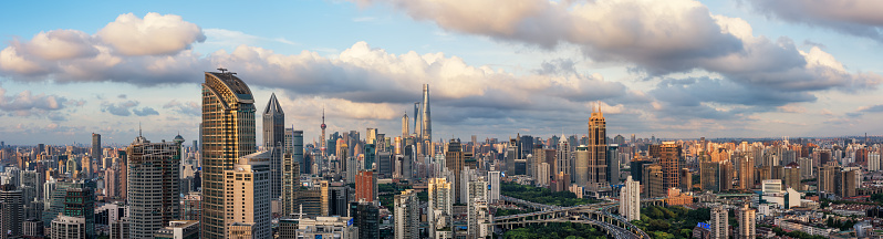 China Shanghai City sunset, very beautiful.