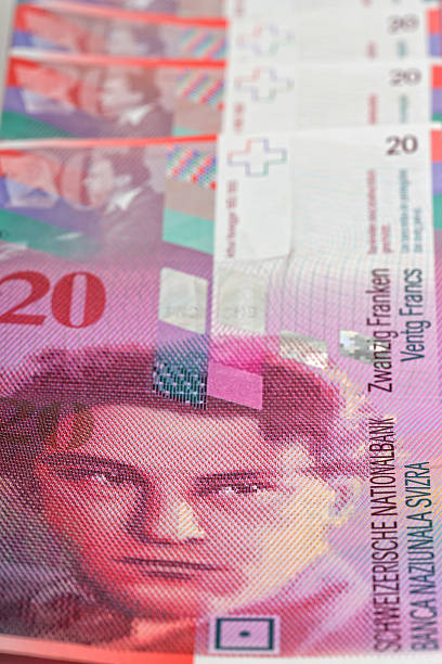 istock Swiss francs, a business background 588388760