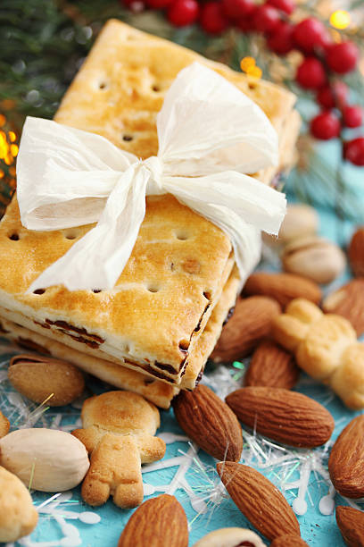 istock Festive cookies, top view 588391258