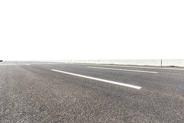 istock Asphalt road in front of the white background 588392352