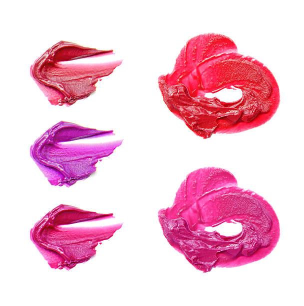 istock collection of various lipstick strokes on white background. 588393474