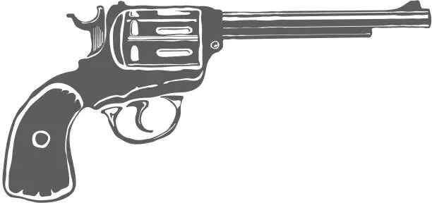 Vector illustration of Revolver Gun isolated on white background. Vector