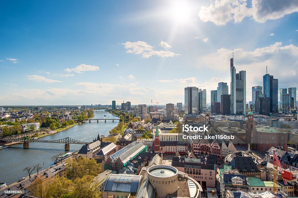 Skyline at center business district in Frankfurt, Germany. View of skyline at center business district in Frankfurt, Germany. Frankfurt is financial business center of Germany and Europe. Frankfurt - Main Stock Photo