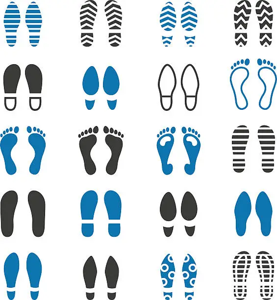 Vector illustration of Foot print icon set