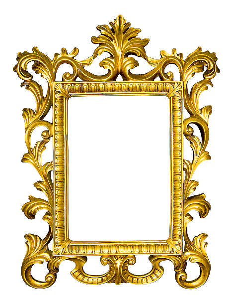 istock Gold picture frame isolated on white background 588396966
