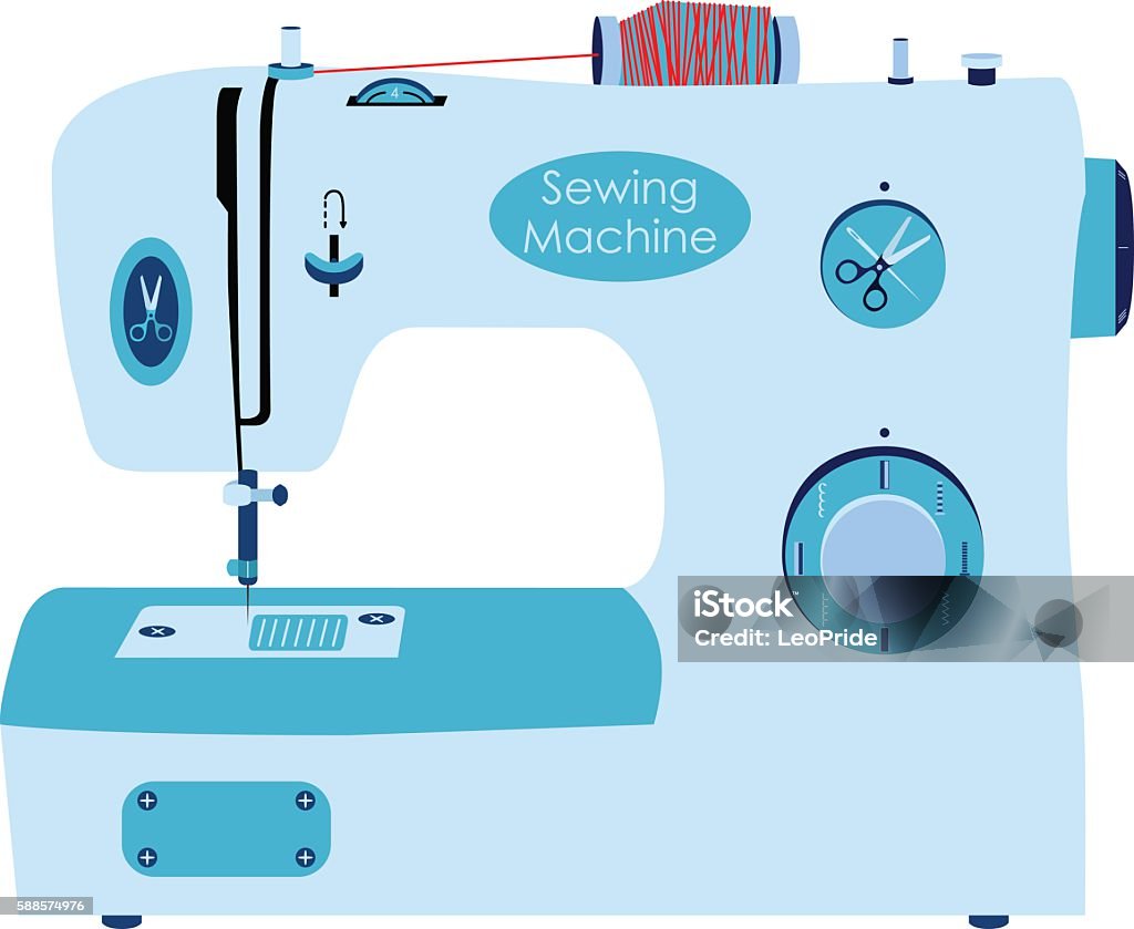 Schewing Machine Vector Sewing Machine In Flat Vector Style Stock Illustration - Download Image ...