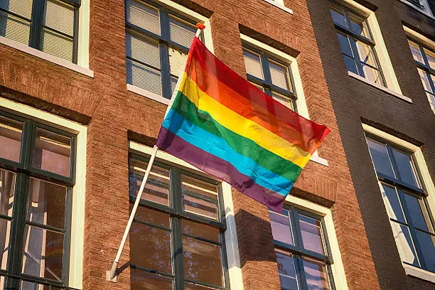 Photo of Rainbow Flag Gay Rights Pride in Amsterdam, Netherlands
