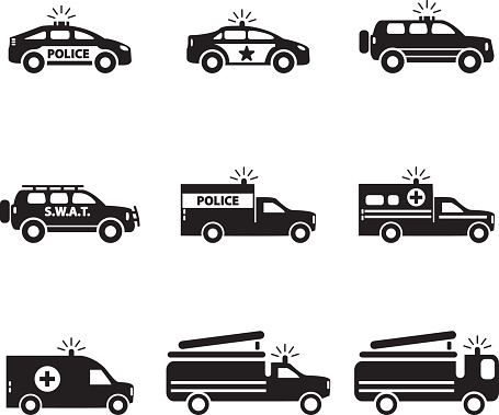 Emergency transportation icon set. Vector illustration. eps10