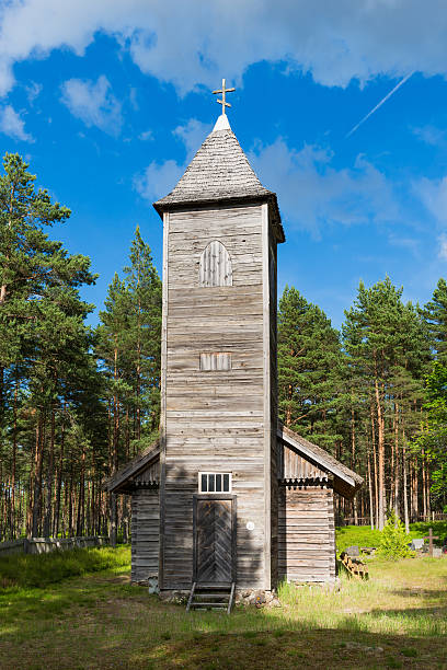Ancient wooden churge, Petajavesi, Finland. Traditional finnish architecture