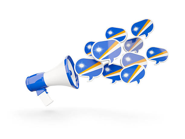 istock Megaphone with flag of marshall islands 588582346