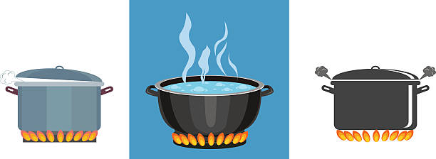 ilustrações de stock, clip art, desenhos animados e ícones de panela ferver - boiling water