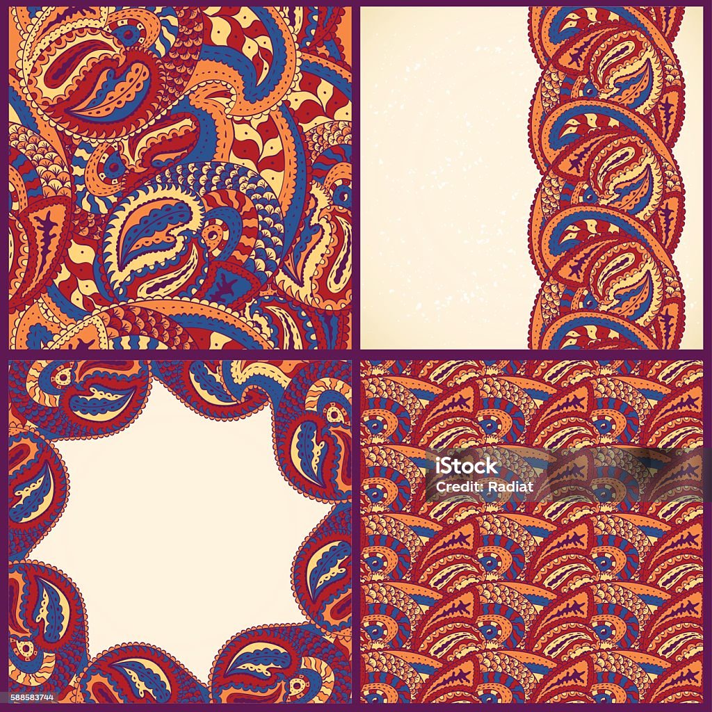 Pattern Frame Border Design Vector Frame Border Seamless Pattern Design Set Stock Illustration ...