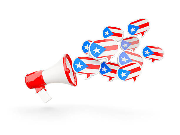istock Megaphone with flag of puerto rico 588583766