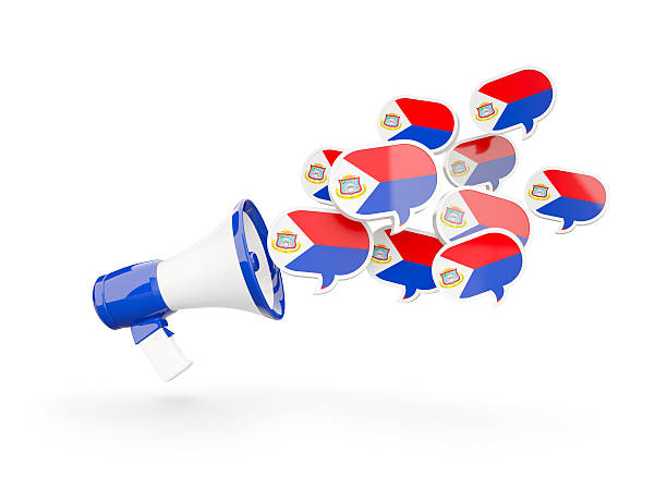 istock Megaphone with flag of sint maarten 588584504