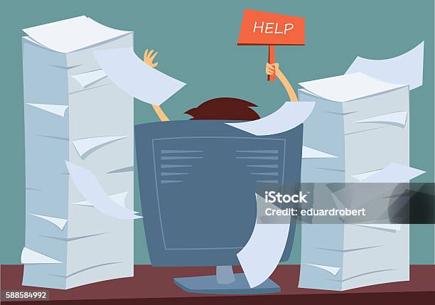 Lot Of Work Stock Illustration - Download Image Now - Excess, Paper, Stack