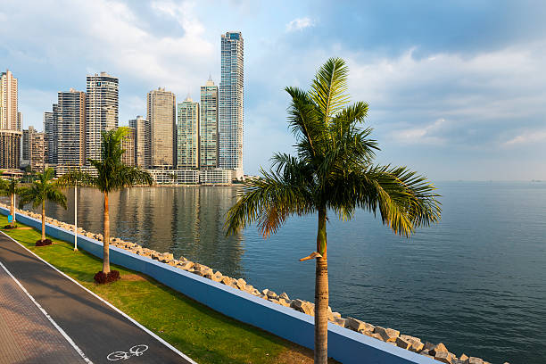 View of the financial district in downtown Panama City stock photo