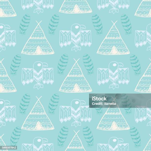 Primitive Native Pattern Native American Seamless Pattern Stock Illustration - Download Image ...