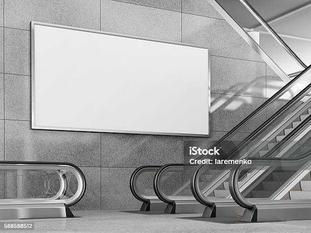 Blank Horizontal Billboard In Public Place 3d Rendering Stock Photo - Download Image Now