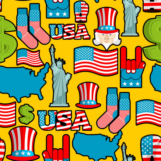istock America symbols patriotic pattern. USA national ornament. State 588590366
