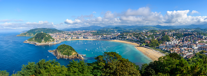 Panoramic view of San Sebastian in the Basque Country, Spain