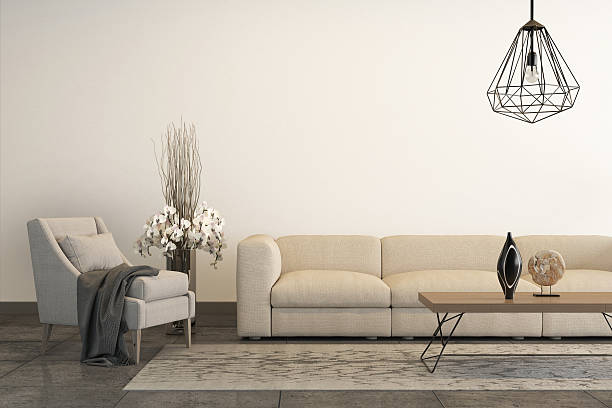 istock White armchair with white sofa and decoration 588590858