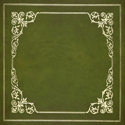 Dark green and silver or golden leather book cover