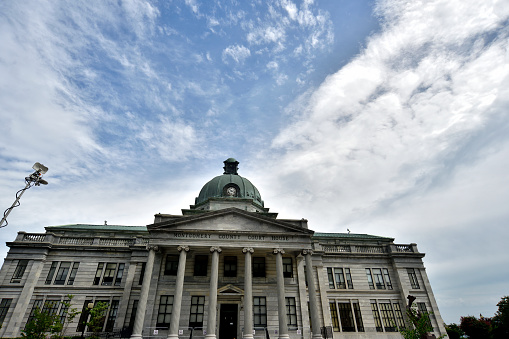 Norristown, PA., USA - August 8, 2016: Exterior view of Montgomery County Court House, in Norristown, Pennsylvania.