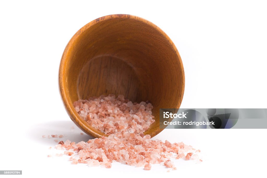 Himalayan pink salt Himalayan pink salt in white background Antioxidant Stock Photo