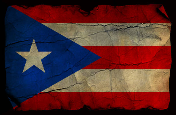 Puerto Rican Flag in grunge and vintage style.
