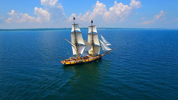 istock Tall sailing ship on a journey of exploration and adventure 588597328