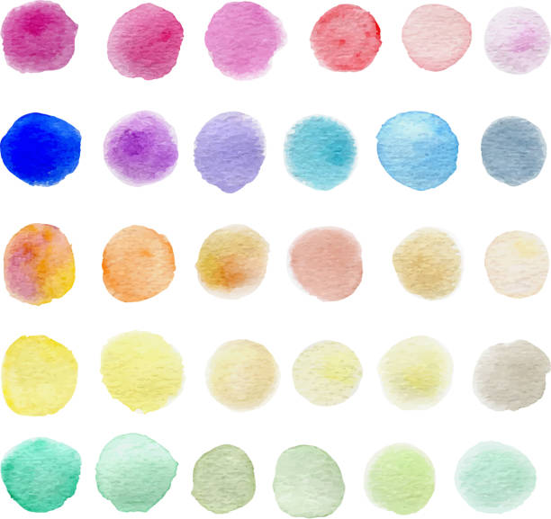 Vector watercolor blots Set of abstract round vector watercolor blots for design yellow red green background stock illustrations