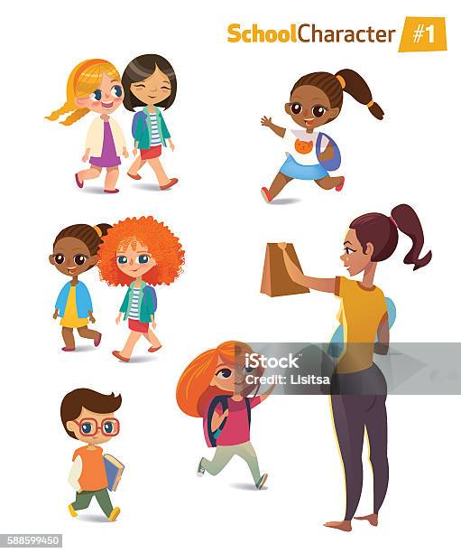 Ilustración de Conjunto De Felices Y Alegres Niños De Dibujos Animados En Movimiento Y Mujer y más Vectores Libres de Derechos de Niño - iStock Ilustración de Conjunto De Felices Y Alegres Niños De Dibujos Animados En Movimiento Y Mujer y más Vectores Libres de Derechos de Niño - iStock