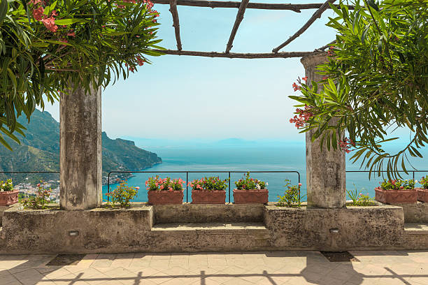 istock Pergola on the terrace. Mediterranean Sea. Italy. 588602122