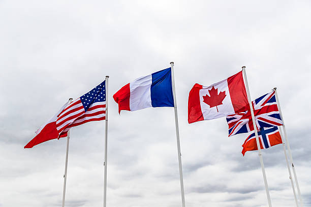 istock National flags in Normandy, France 588602204