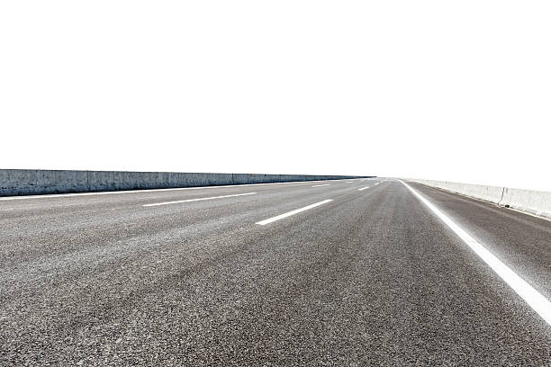 istock Asphalt road in front of the white background 588607024