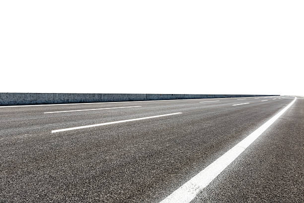 istock Asphalt road in front of the white background 588607090