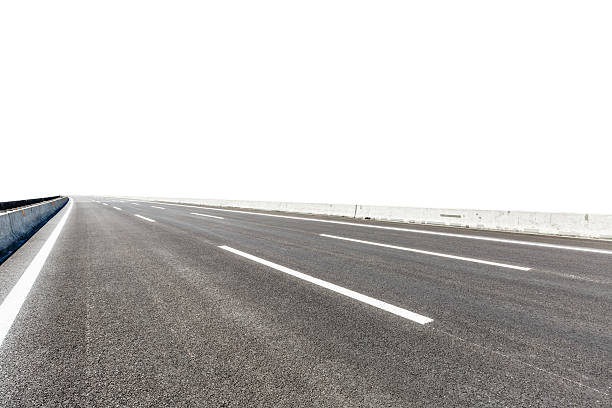 istock Asphalt road in front of the white background 588607152