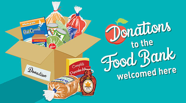 ilustrações de stock, clip art, desenhos animados e ícones de food bank donation concept banner - non perishable