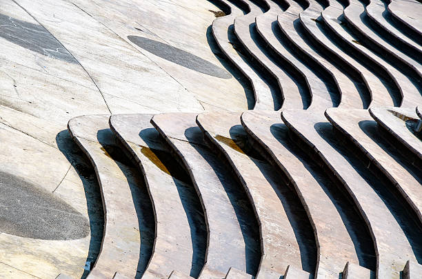 istock Stairs Architectural background, flat and circular stairs 588610150