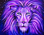Visionary Art: Amethyst Lion With Third Eye Mandala