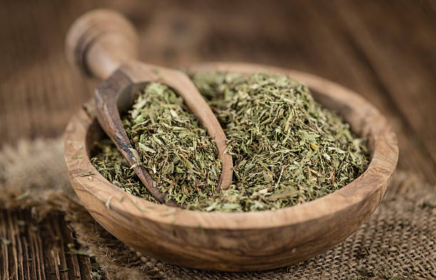 istock Heap of dried Stevia leaves 588613420