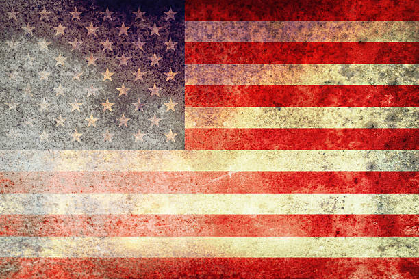 istock Rusted and Grunge Textured American Flag 588616038