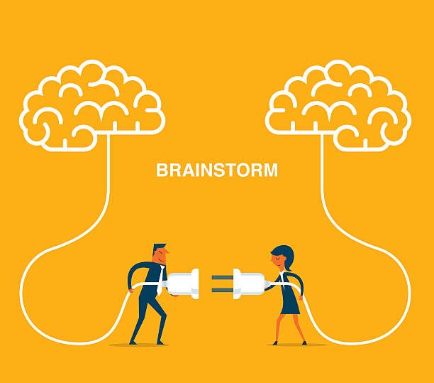 브레인스토밍  - wealth brain people ideas stock illustrations