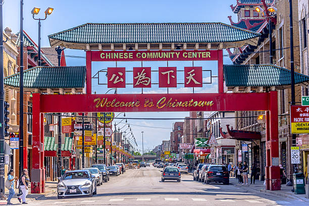 chinatown di chicago - chinatown foto e immagini stock